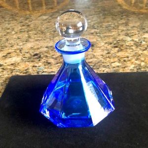 Vtg Collezione Glass Line Italy Crystal Perfume Bottle & Stopper cobalt